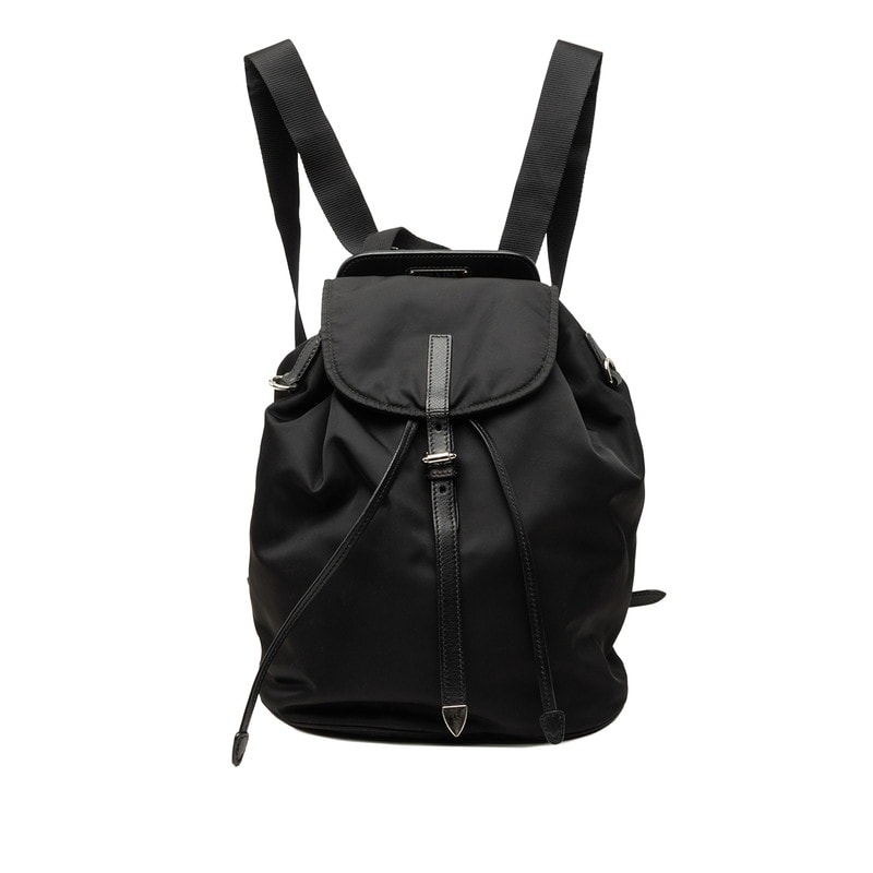 プラダ ロゴ リュック バックパック ブラック ナイロン レザー レディース PRADA 中古