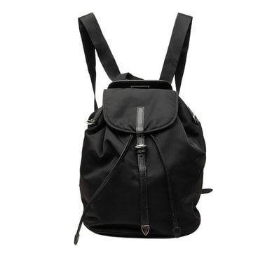 プラダ ロゴ リュック バックパック ブラック ナイロン レザー レディース PRADA 中古