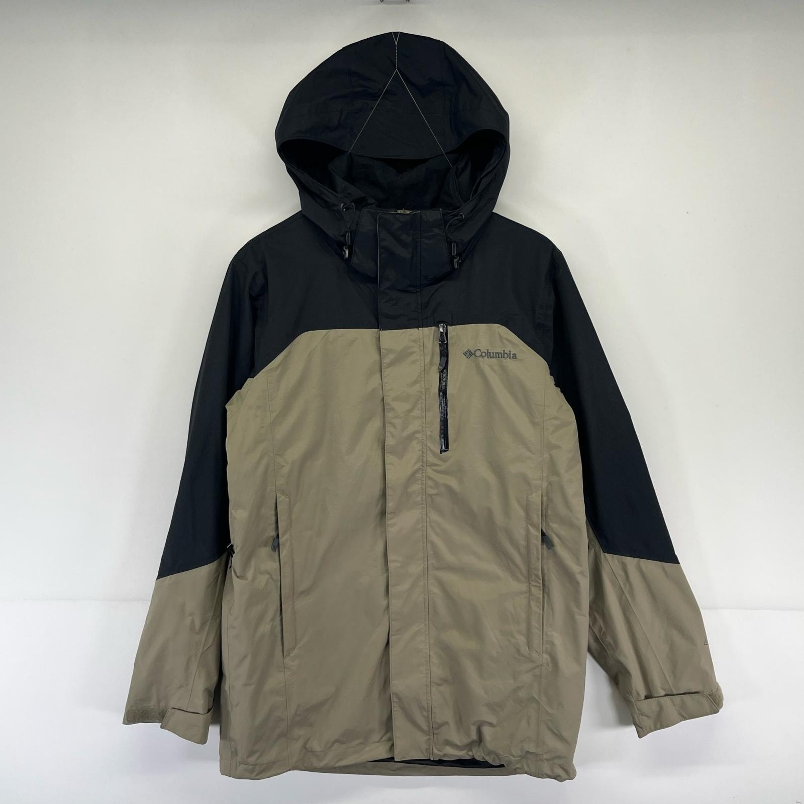 古着 コロンビア Columbia ジャケット ワンポイントロゴ フーディ アウトドア マウンテン ロゴ フルジップ S  ブラック系 メンズ