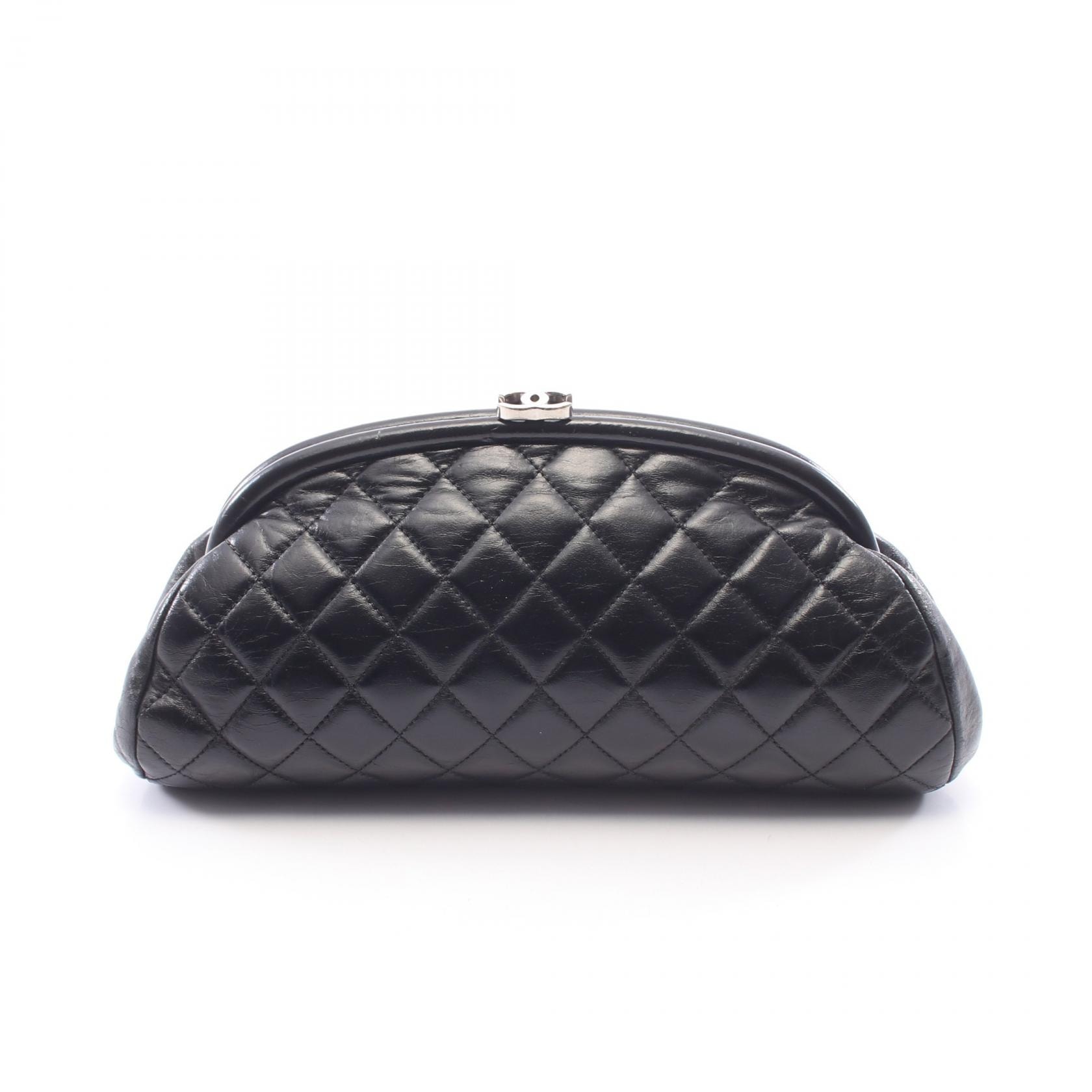 シャネル CHANEL マトラッセ がま口 セカンドバッグ クラッチバッグ バッグ ラムスキン(羊革) レディース ブラック系 【中古】