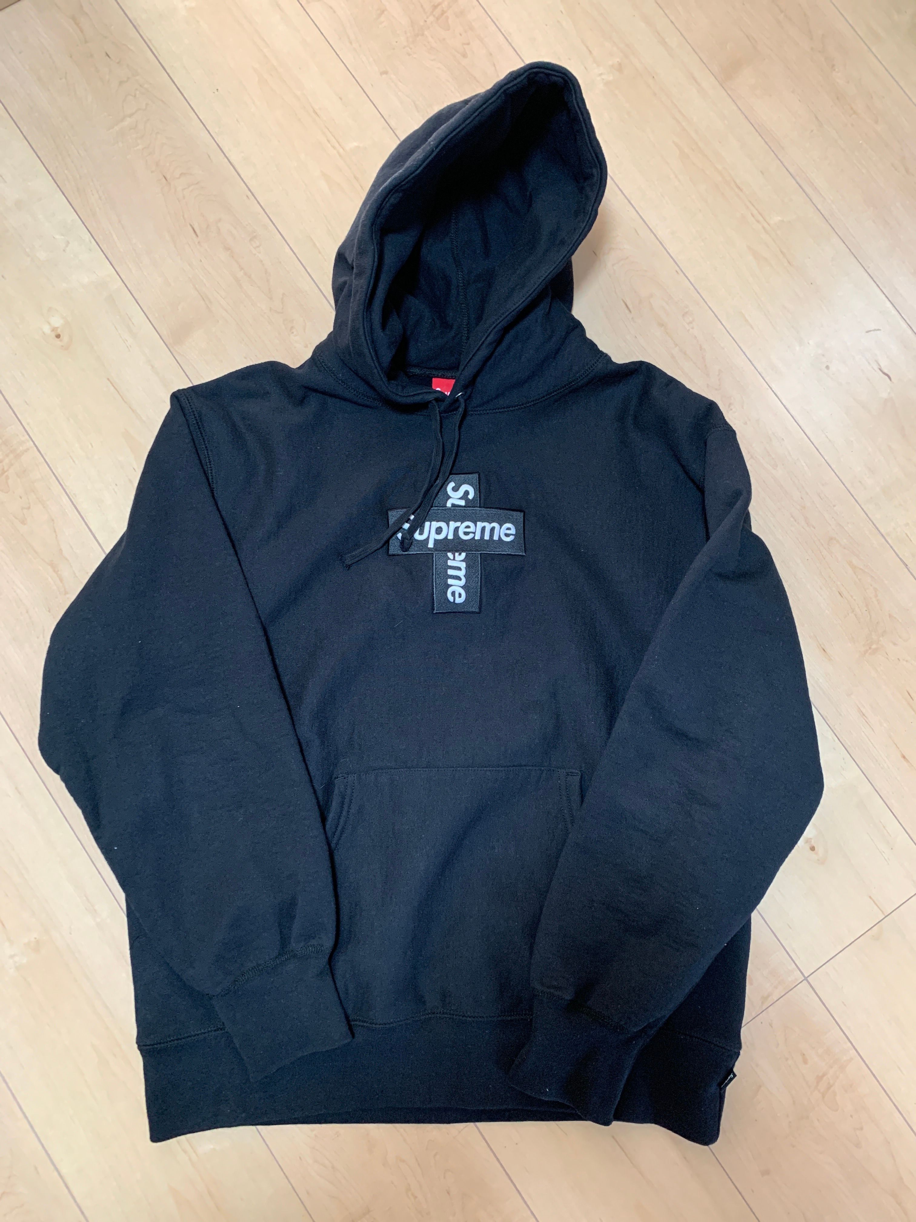 Supreme Cross Box Logo Hooded Sweatshirt "Black"