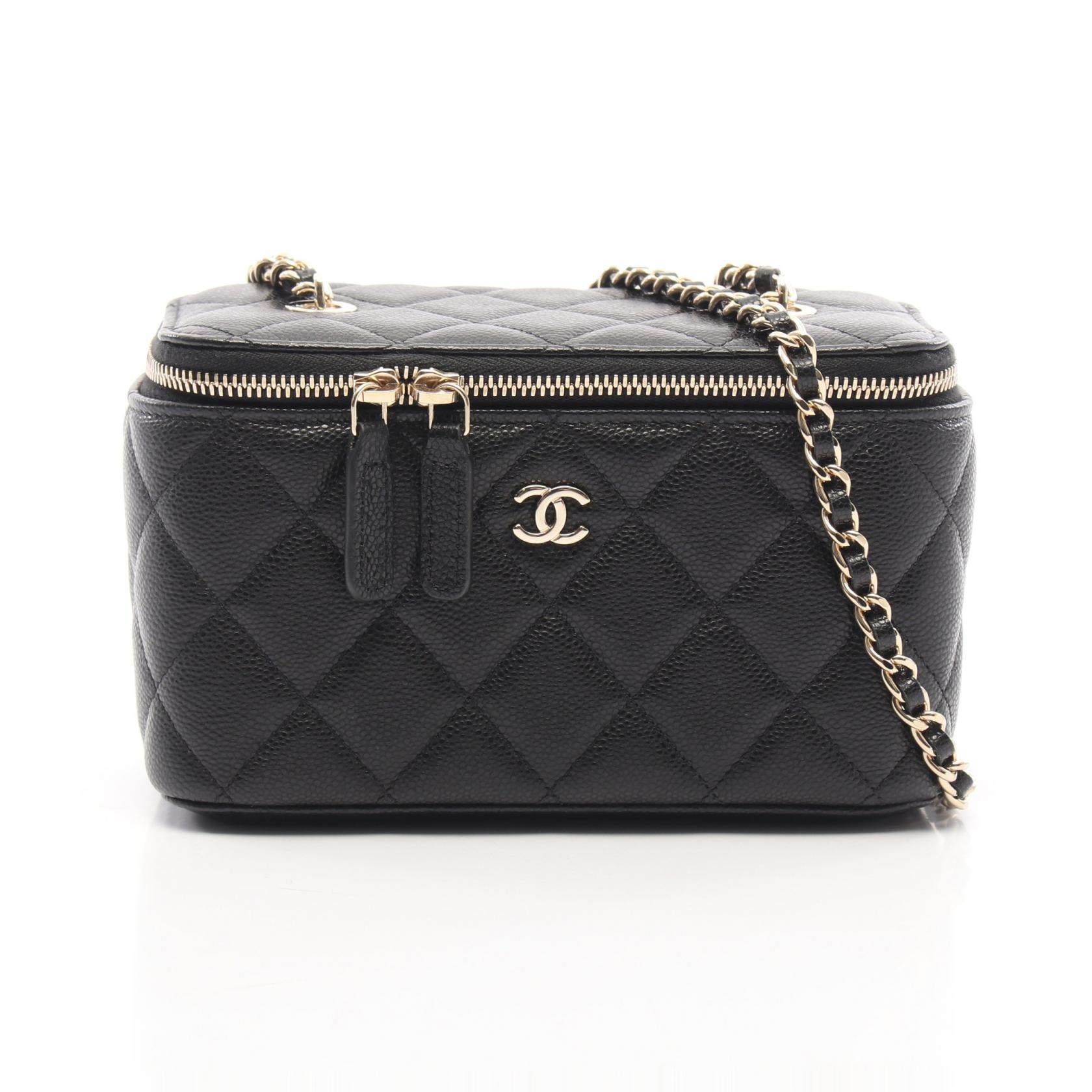 シャネル CHANEL マトラッセ スモールバニティ ミラー付き ショルダーバッグ バッグ キャビアスキン(グレインドカーフ) レディース ブラック系 AP1341 【中古】
