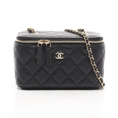 シャネル CHANEL マトラッセ スモールバニティ ミラー付き ショルダーバッグ バッグ キャビアスキン(グレインドカーフ) レディース ブラック系 AP1341 【中古】