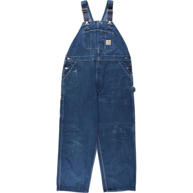 古着 カーハート Carhartt ロゴパッチ デニムオーバーオール メンズw42相当/eaa654623