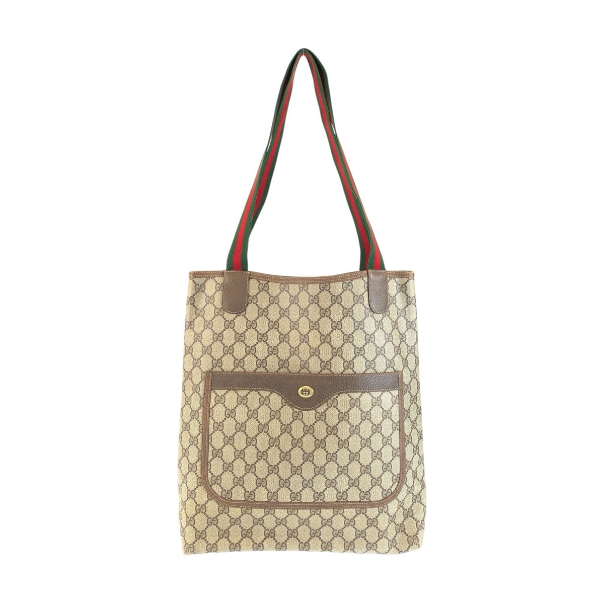 GUCCI グッチ ヴィンテージ シェリーライン ベージュ ブラウン GGスプリームキャンバス レザー/ トートバッグ ショルダーバッグ 604705 【中古】