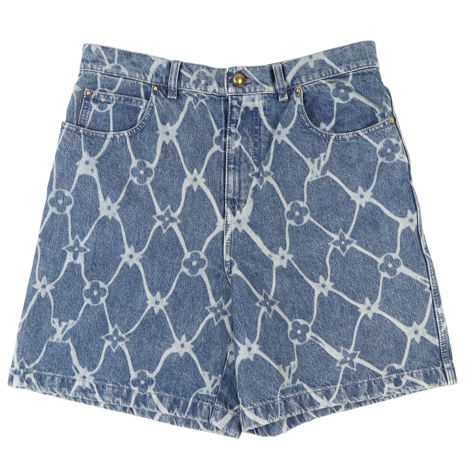 美品 ルイヴィトン モノグラムプリント デニムショートパンツ メンズ 31