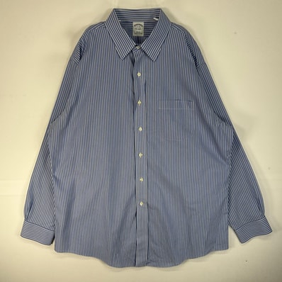 古着 ブルックスブラザーズ Brooks Brothers 長袖シャツ 大きいサイズ 胸ポケ SLIM FIT XL ブルー系 ストライプ メンズ