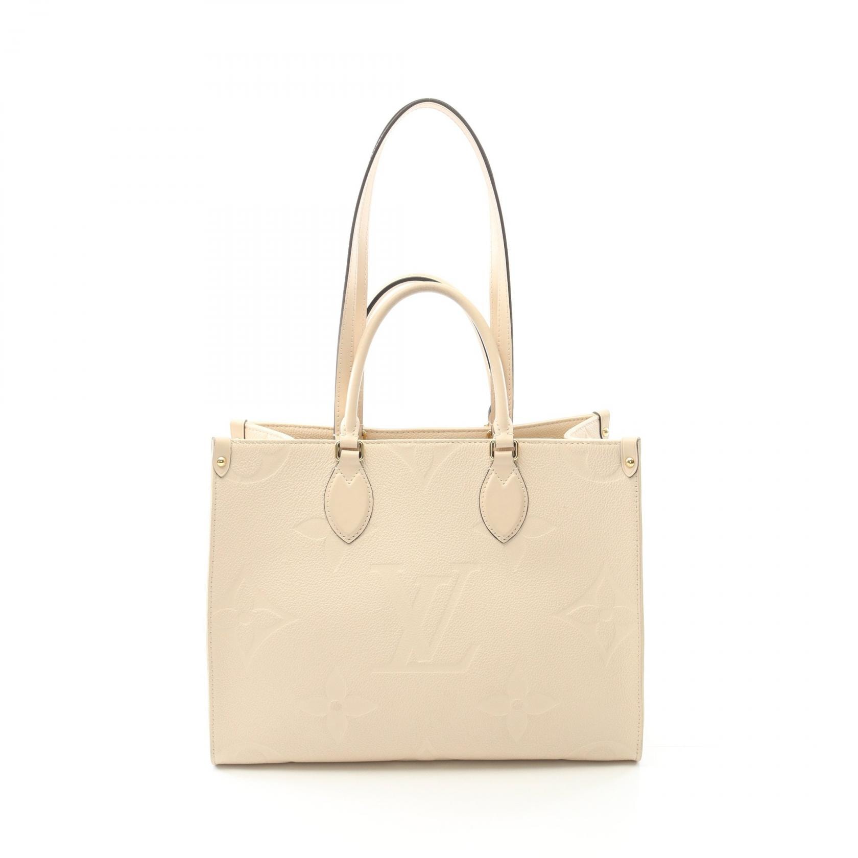 ルイ・ヴィトン LOUIS VUITTON オンザゴーMM トートバッグ バッグ レザー モノグラム・アンプラント クレーム レディース アイボリー系 M46531 【中古】