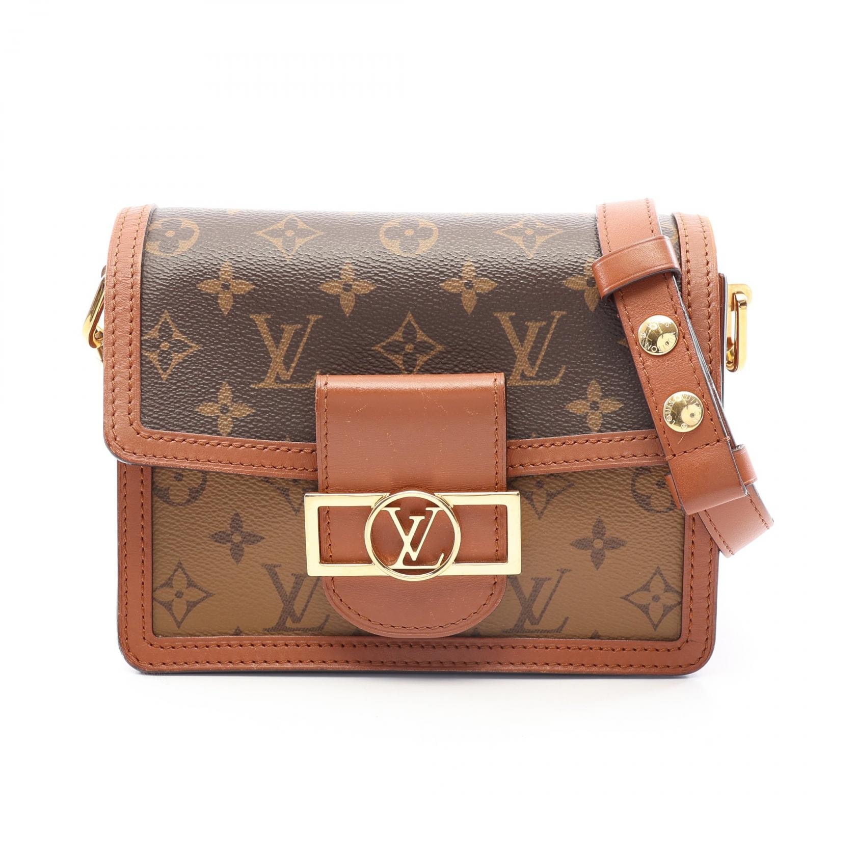 ルイ・ヴィトン LOUIS VUITTON ドーフィーヌ MINI モノグラムリバース ショルダーバッグ バッグ PVCコーティングキャンバス レザー ベージュ レディース ブラウン系 / ベージュ系 M44580 【中古】