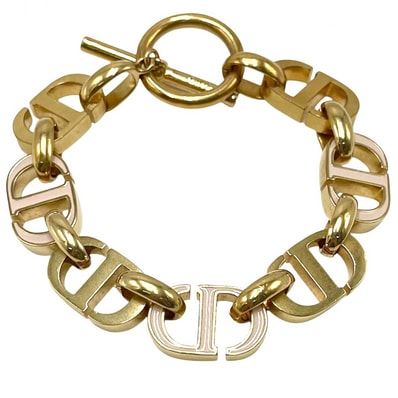 Dior ディオール ブレスレット 30 モンテーニュ アクセサリー アジャスター付き Montaigne ゴールド ピンク レディース 約34.1g 美品【中古品】