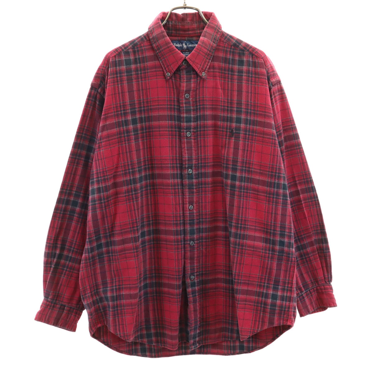 RALPH LAUREN ラルフローレン チェック柄 長袖 ボタンダウンシャツ L レッド系