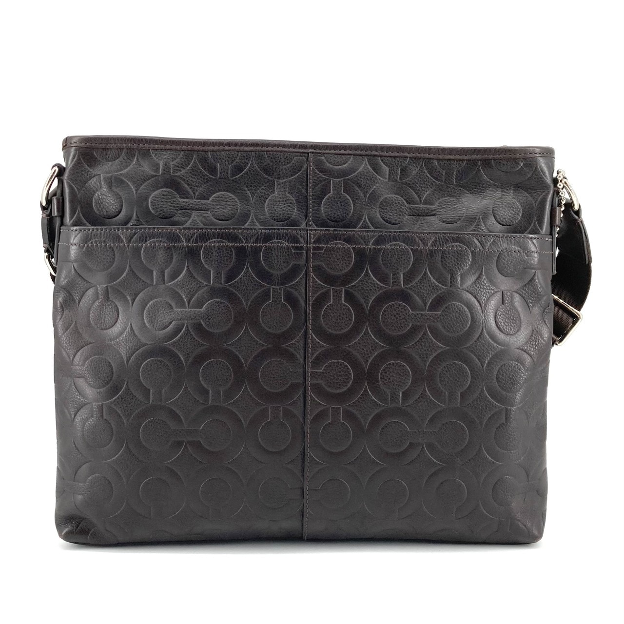 COACH(コーチ) オプ アート レザー ジップ トップ クロス エンボスレザー 70248 ショルダーバッグ ブラック