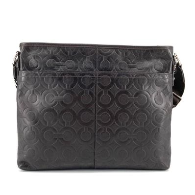 COACH(コーチ) オプ アート レザー ジップ トップ クロス エンボスレザー 70248 ショルダーバッグ ブラック