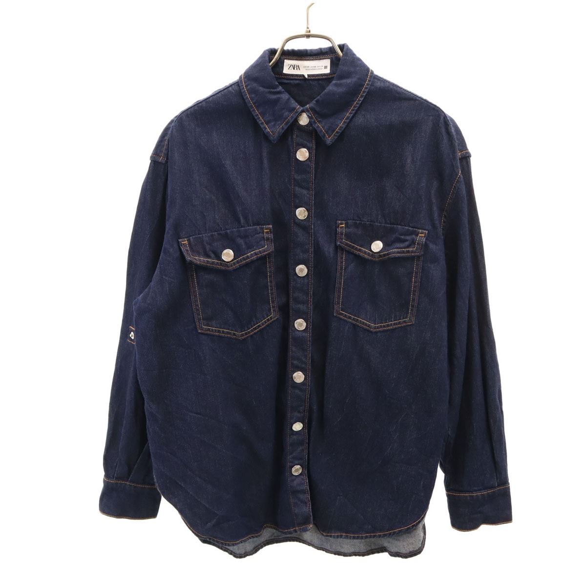 ZARA ザラ 長袖 デニムシャツ XS インディゴ ロールアップ袖