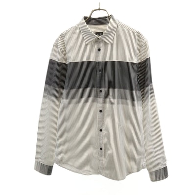 ARMANI EXCHANGE アルマーニエクスチェンジ ストライプ柄 長袖 コットンシャツ M ホワイト