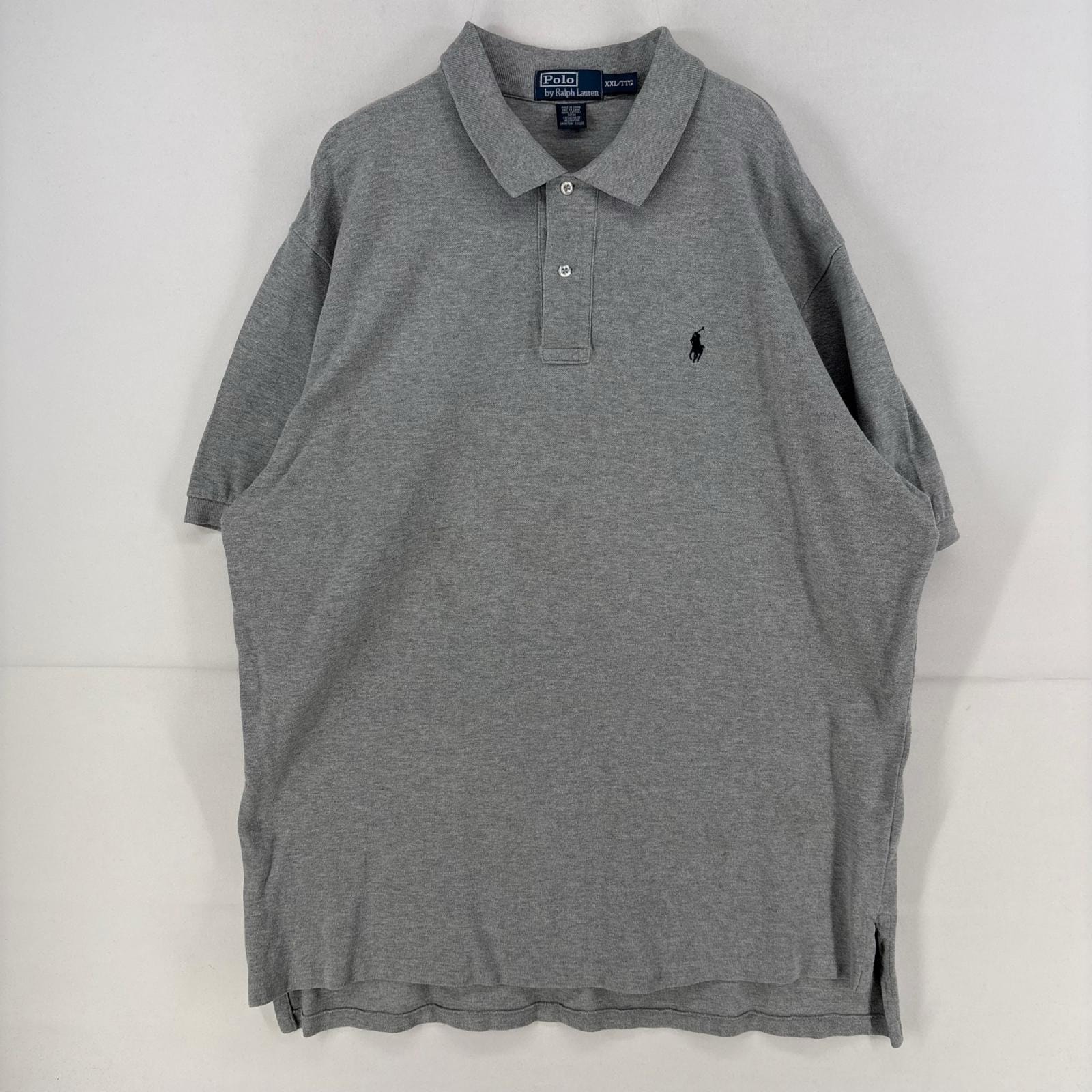 古着 ポロバイラルフローレン Polo by Ralph Lauren 半袖シャツ ロゴ 刺繍 大きいサイズ ポロシャツ 鹿子 2XL  グレー メンズ