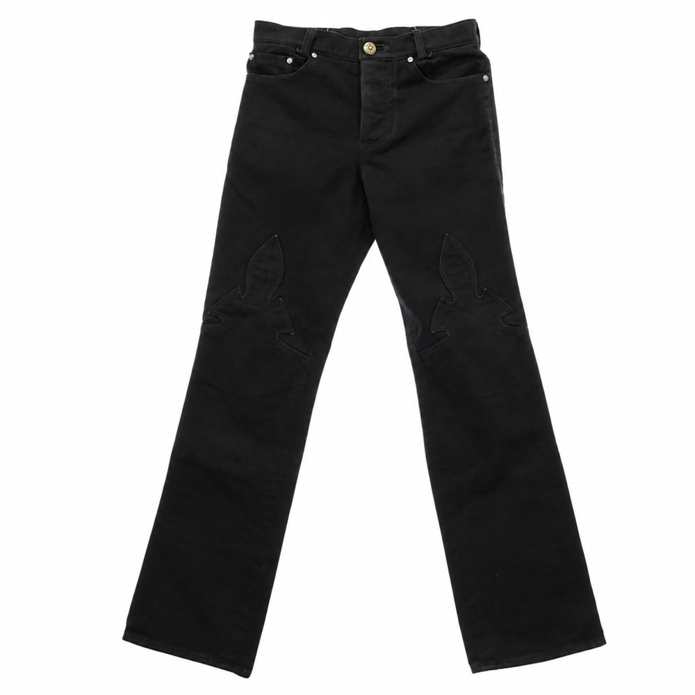 CHROME HEARTS クロムハーツ(原本無) OLD FLEURKNEE DNM PANTS オールド フレアニー デニム パンツ ブラック系 34【中古】
