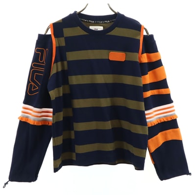 FILA フィラ 3.1 Phillip Lim 3.1 フィリップ リム コラボ ボーダー柄 長袖 カットソー S ネイビー トップス 肩開き