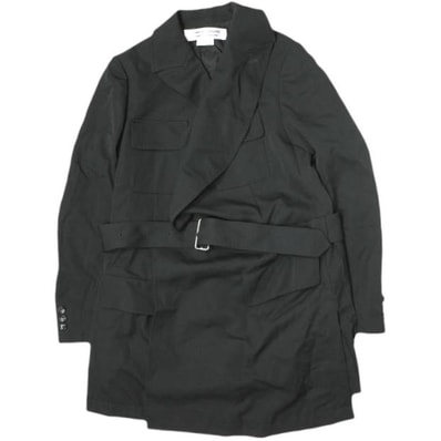 COMME des GARCONS COMME des GARCONS コムデギャルソン コムデギャルソン 日本製 15SS ウールギャバジン ベルテッドジャケット RO-J001 M BLACK コムコム コート アウター g21304