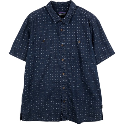 古着 パタゴニア Patagonia 53139SP19 総柄 半袖 ヘンプ×オーガニックコットンシャツ メンズL相当/eaa625551