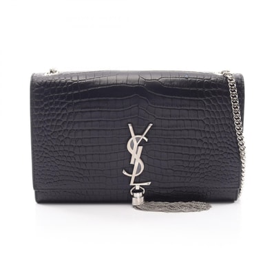 サンローランパリ SAINT LAURENT PARIS ケイト モノグラム クロコ型押し ショルダーバッグ バッグ レザー レディース ブラック系 354119 【中古】