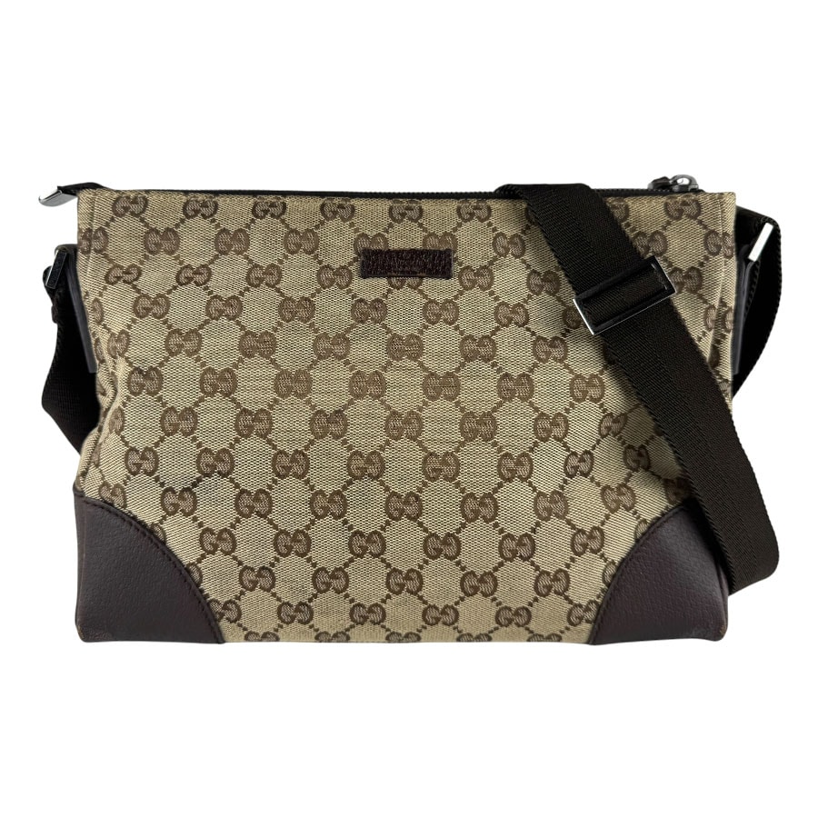 グッチ GUCCI ショルダーバッグ GGキャンバス/レザー ブラウン ユニセックス 114273【中古】 z9616