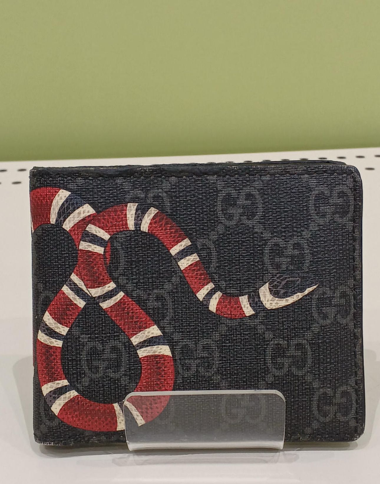 GUCCI Kingsnake Print GG Supreme Wallet "Black"