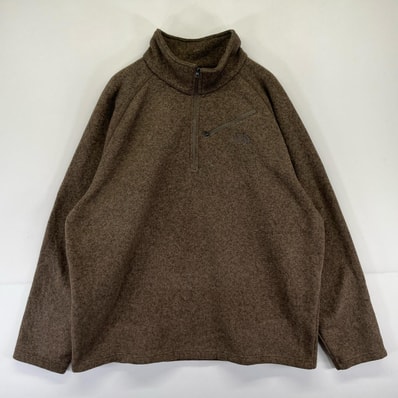 古着 ザ・ノースフェイス THE NORTH FACE フリース トレーナー ハーフジップ 刺繍 大きいサイズ ワンポイント 2XL ブラウン系 メンズ