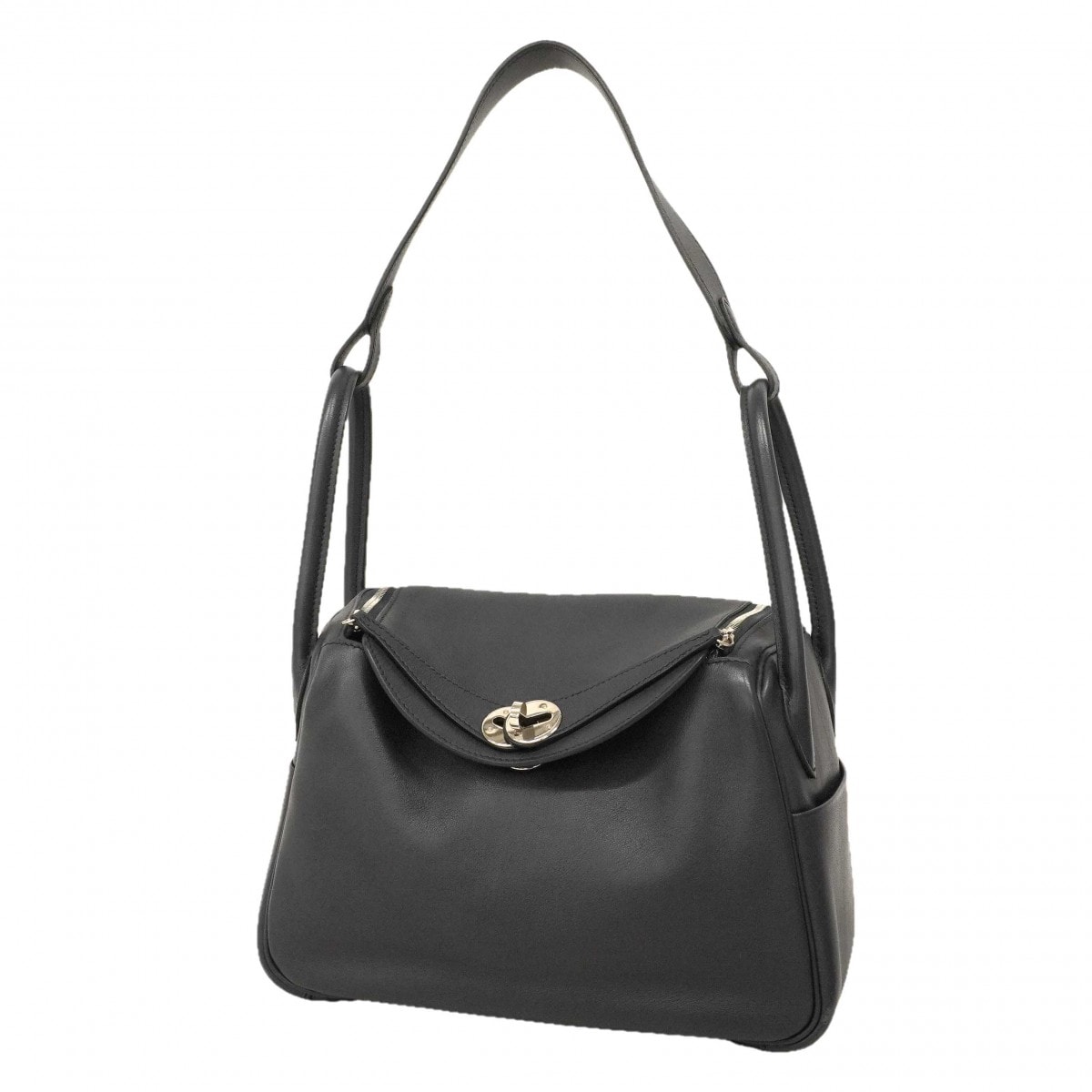 ★SALE【6dc2307】エルメス ハンドバッグ リンディ26ヴェルソ スイフト ブルーインディゴ ローズパープル シルバー金具 C刻印 2wayバッグ【中古】レディース