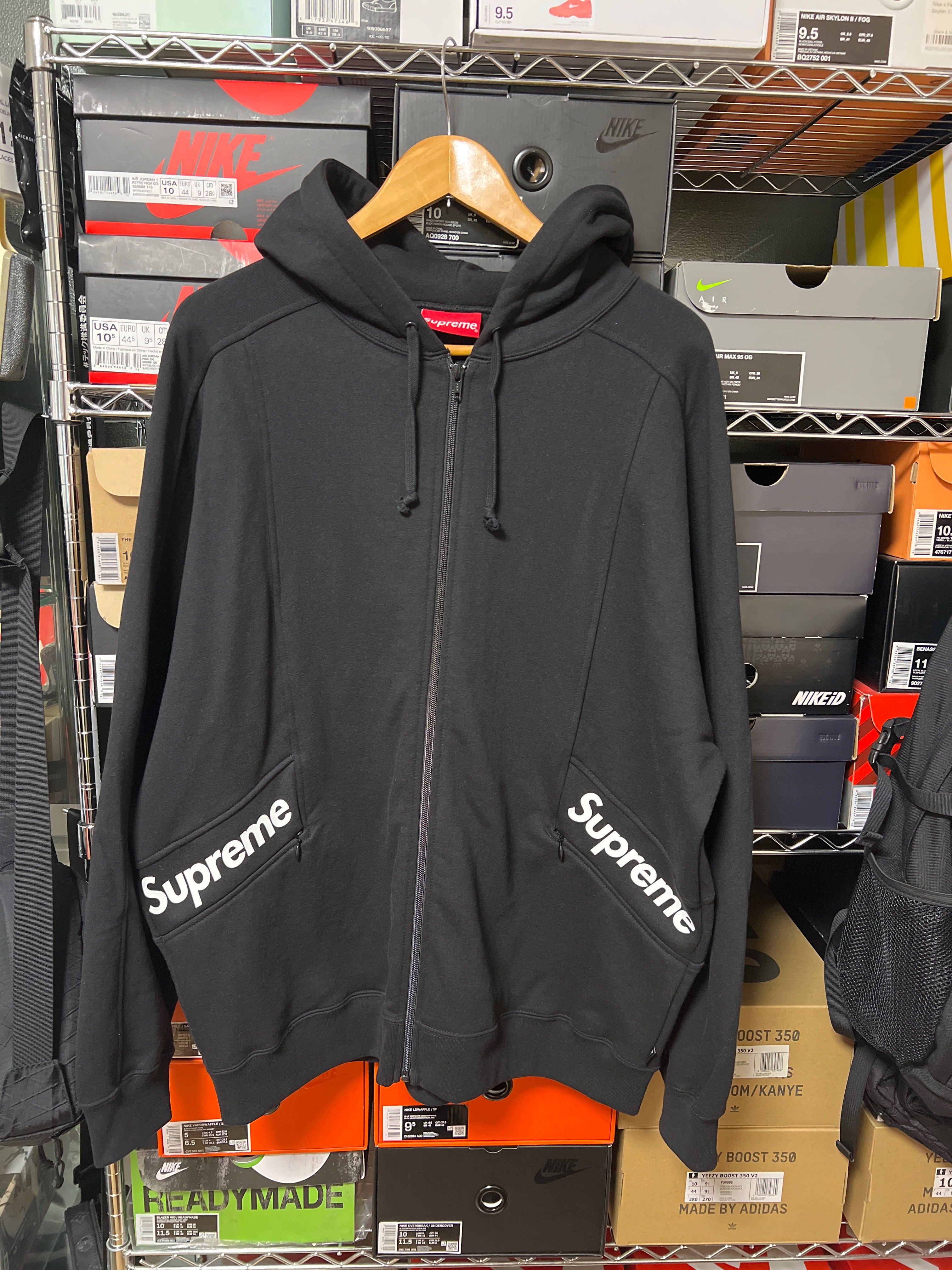 Supreme Color Blocked Zip Up Hooded Sweatshirt "Black"