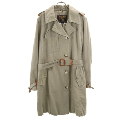 WOOLRICH ウールリッチ リネンブレンド トレンチコート XL カーキ デニム地