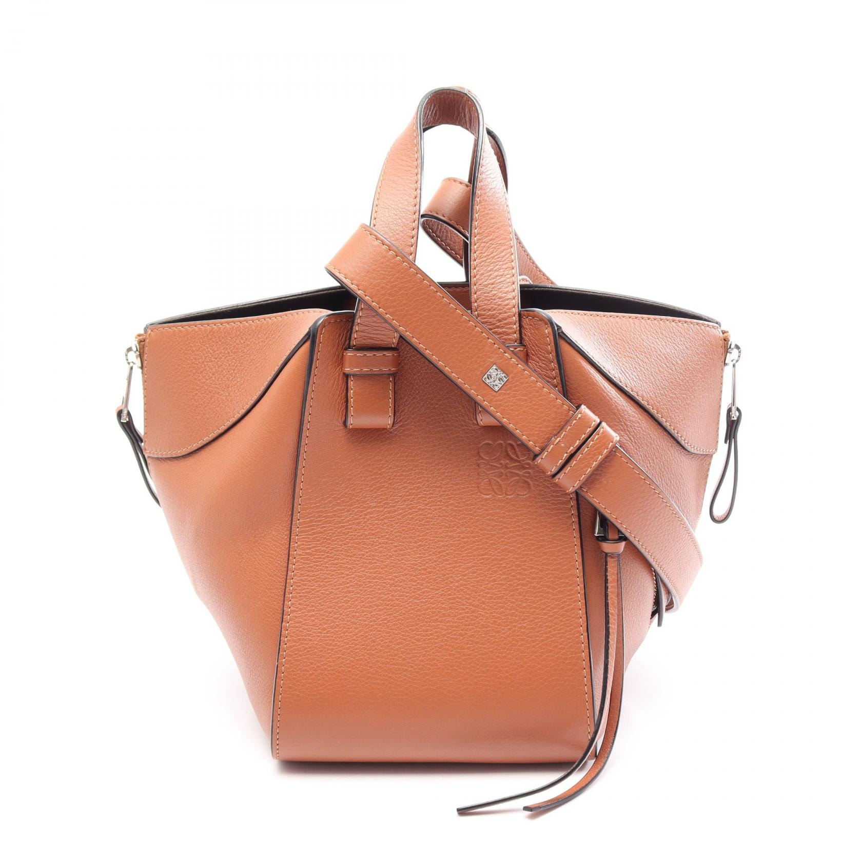 ロエベ LOEWE ハンモックバッグ コンパクト 2WAY ハンドバッグ バッグ レザー レディース ブラウン系 【中古】