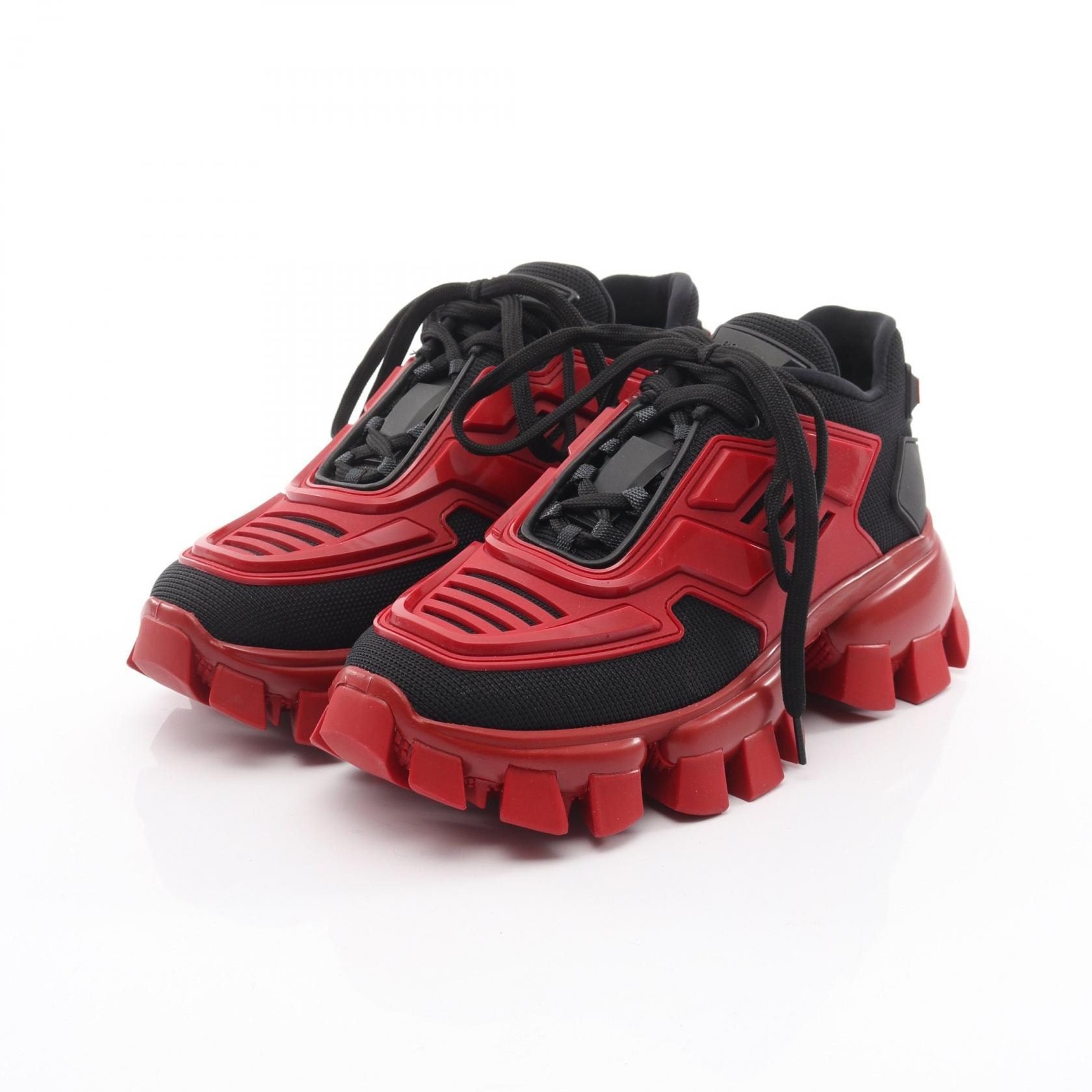プラダ PRADA CLOUDBUST THUNDER クラウドバスト サンダー スニーカー 靴 ラバー / ファブリック レディース レッド系 / ブラック系 1E8192 【中古】