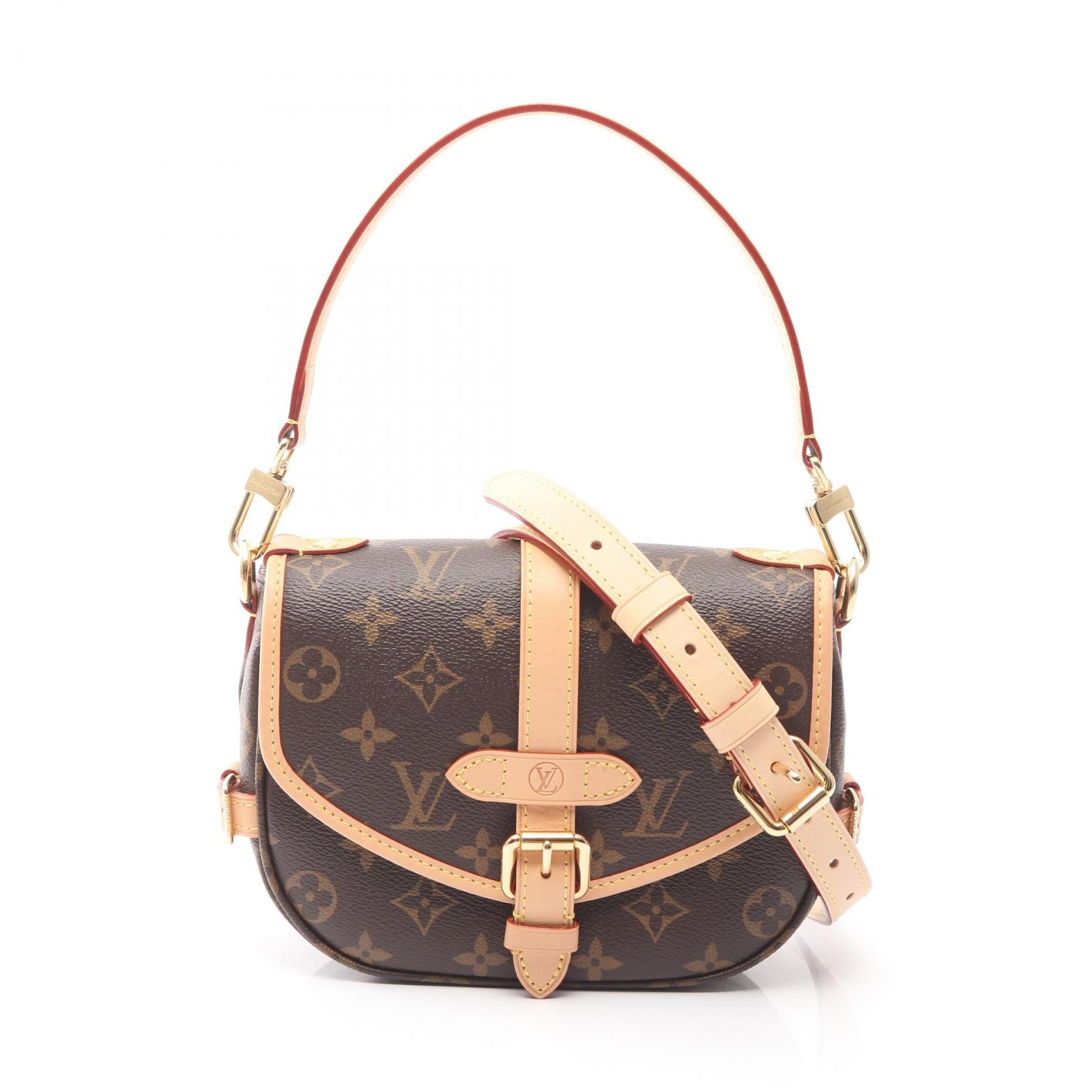 ルイ・ヴィトン LOUIS VUITTON ソミュールBB 2WAY ハンドバッグ バッグ PVCコーティングキャンバス レザー モノグラム レディース ブラウン系 M46740 【中古】