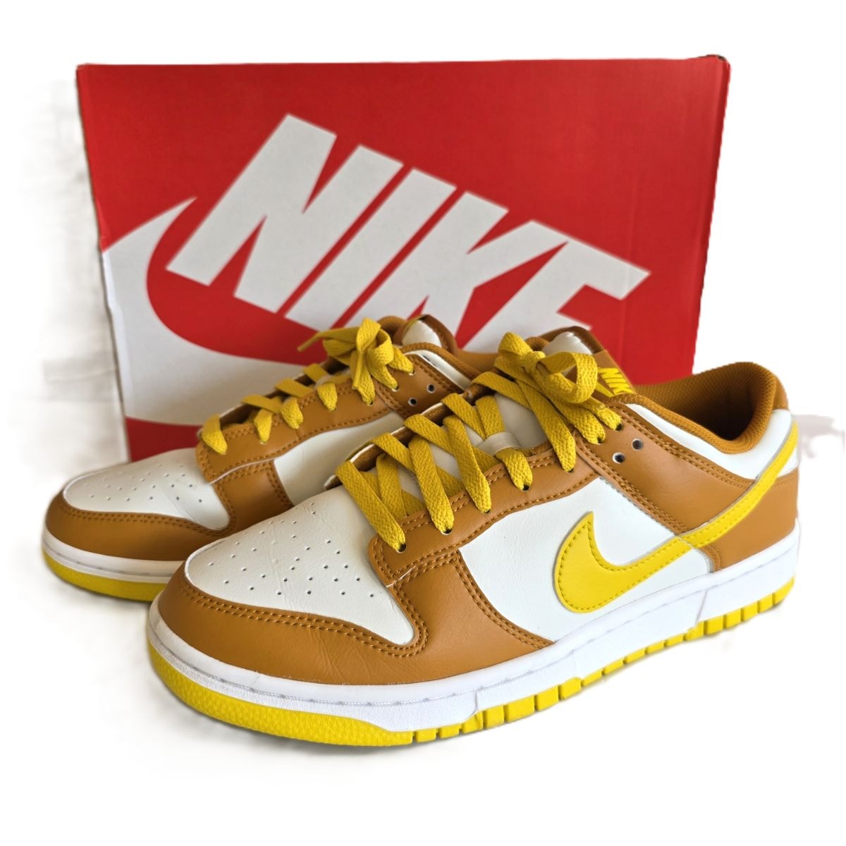 【値下げ】NIKE ナイキ ダンク ロー レトロ DUNK LOW RETRO サミットホワイト/デザートオークル/ホワイト/ブライトシトロン スニーカー HF5441-113 27.5cm メンズ【中古】