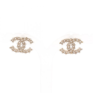 シャネル CHANEL ココマーク ピアス ジュエリー GP(ゴールドメッキ) ラインストーン / フェイクパール レディース ゴールド系 / ホワイト系 【中古】