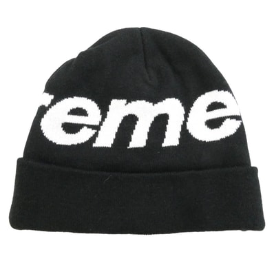 Supreme シュプリーム 19AW Big Logo Beanie カシミヤ混 ビッグ ロゴ ビーニー ニット キャップ ブラック系【中古】