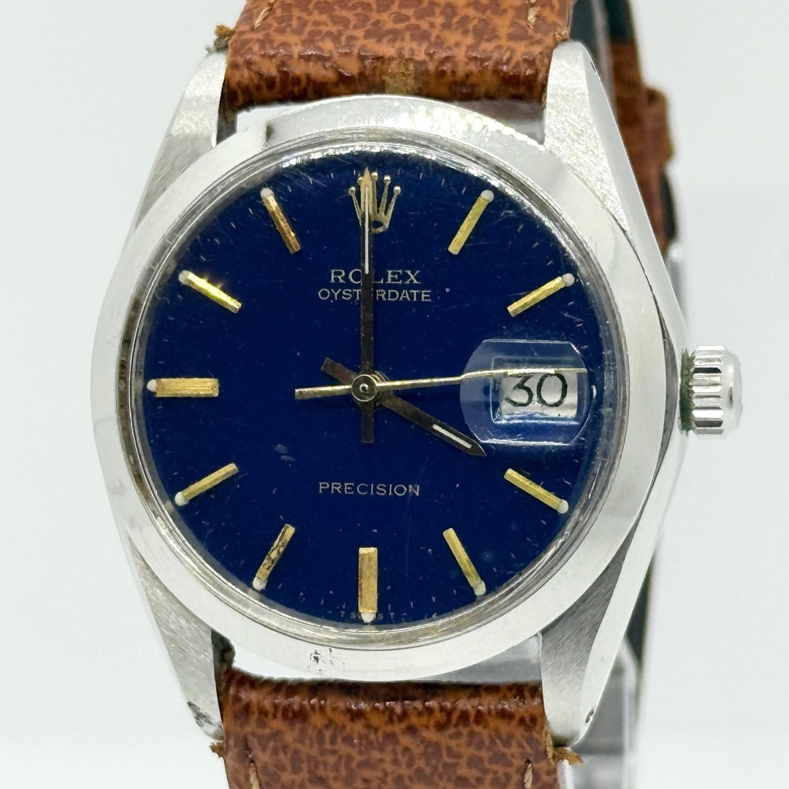 ROLEX ロレックス オイスター プレシジョン デイト 6694 ブルー 手巻き メンズ ヴィンテージ 腕時計 稼働品