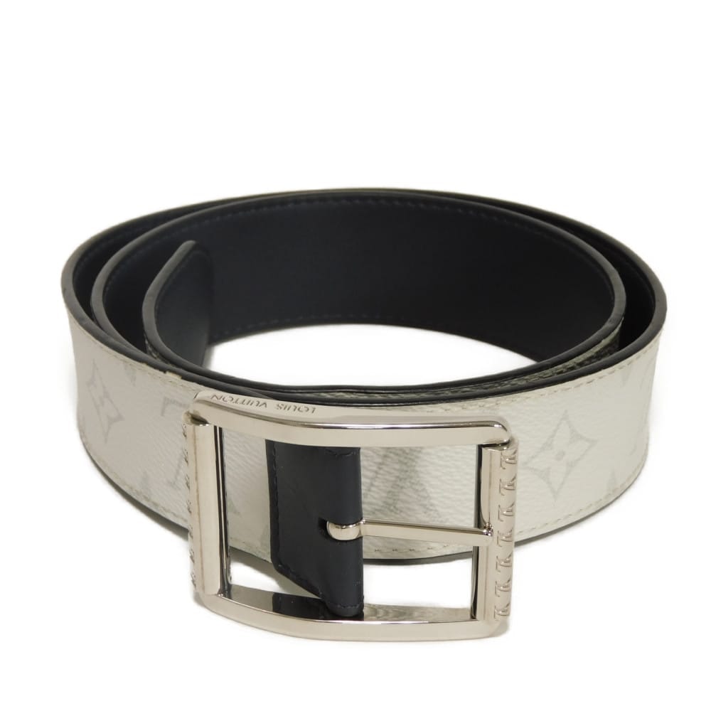 LOUIS VUITTON ルイ・ヴィトン サンチュール リヴェルソ 40MM 85/34 リバーシブル LVロゴ フラワー ホワイト カーフ ネイビー モノグラム ブロン ベルト M0003V