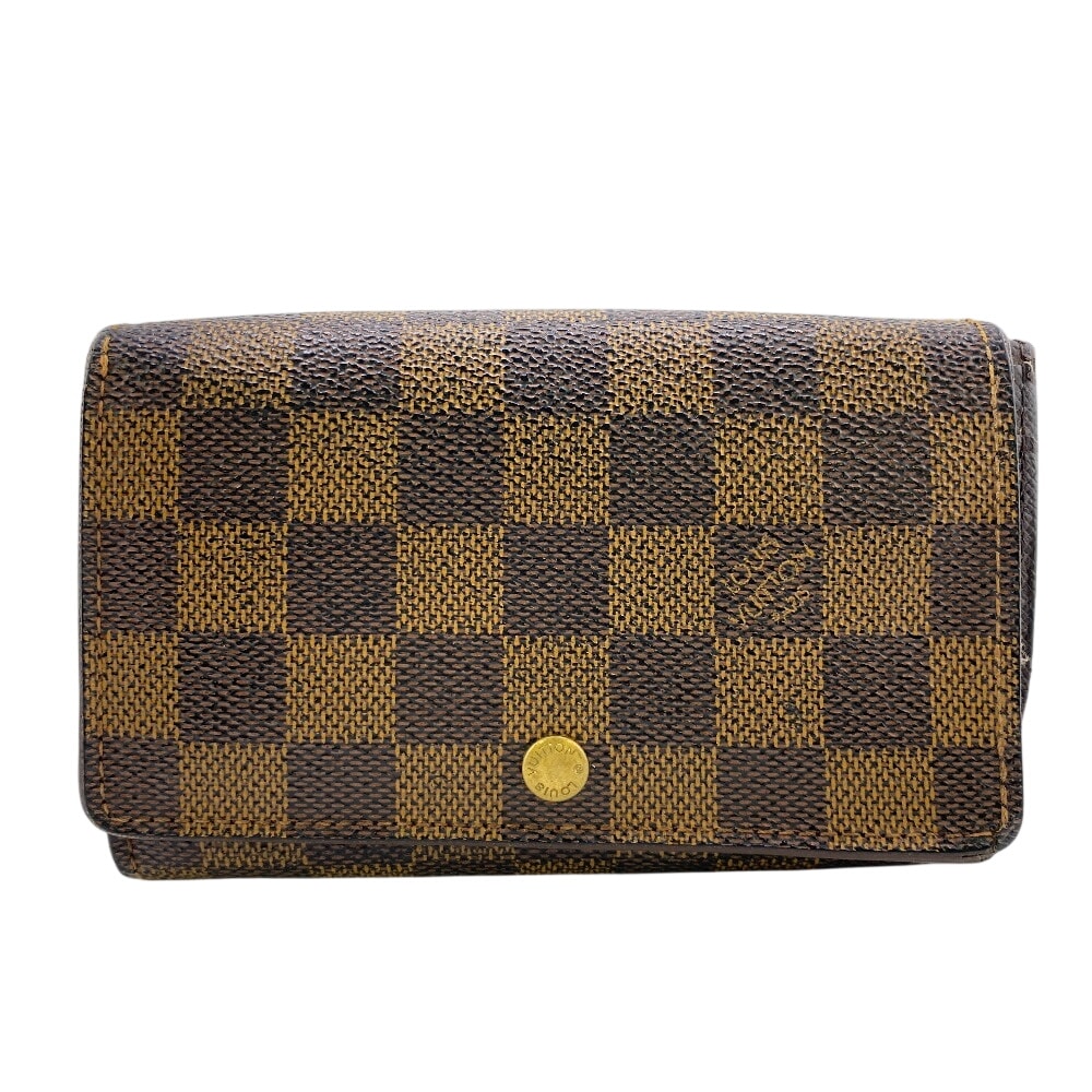 ルイヴィトン LOUIS VUITTON 二つ折り財布 ダミエエベヌ ポルトモネビエトレゾール コインケース付き N61730 ブラウン