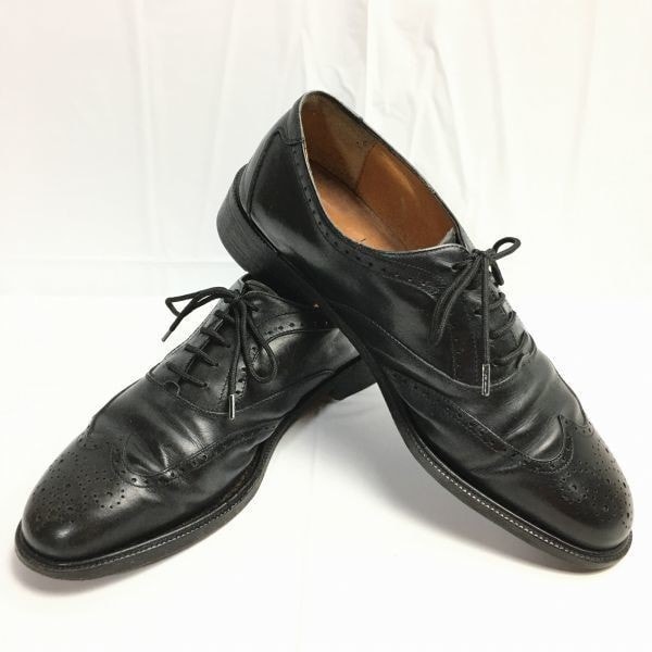 試着交換OK!サルヴァトーレフェラガモ Vintage/イタリア製【6.5EE 24.5-25.0〈黒/BLACK/ブラック】ウイングチップ ビジネスシューズ/men's 管NO.ZE-17