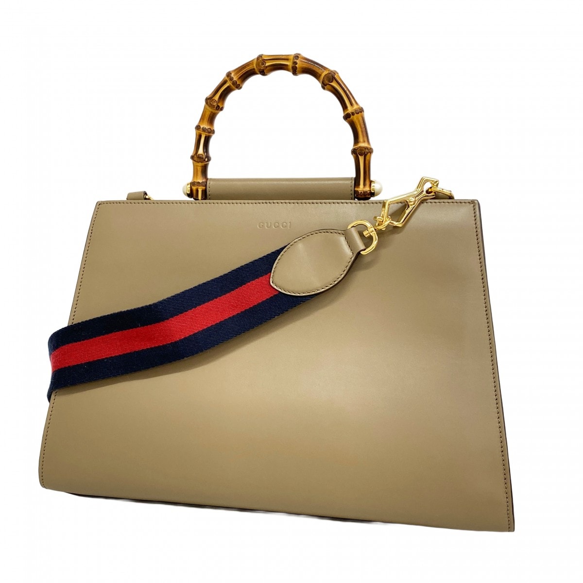 【6dc3218-k】グッチ ハンドバッグ シェリーライン バンブー 453764 レザー グレージュ ゴールド金具 2wayバッグ【中古】レディース