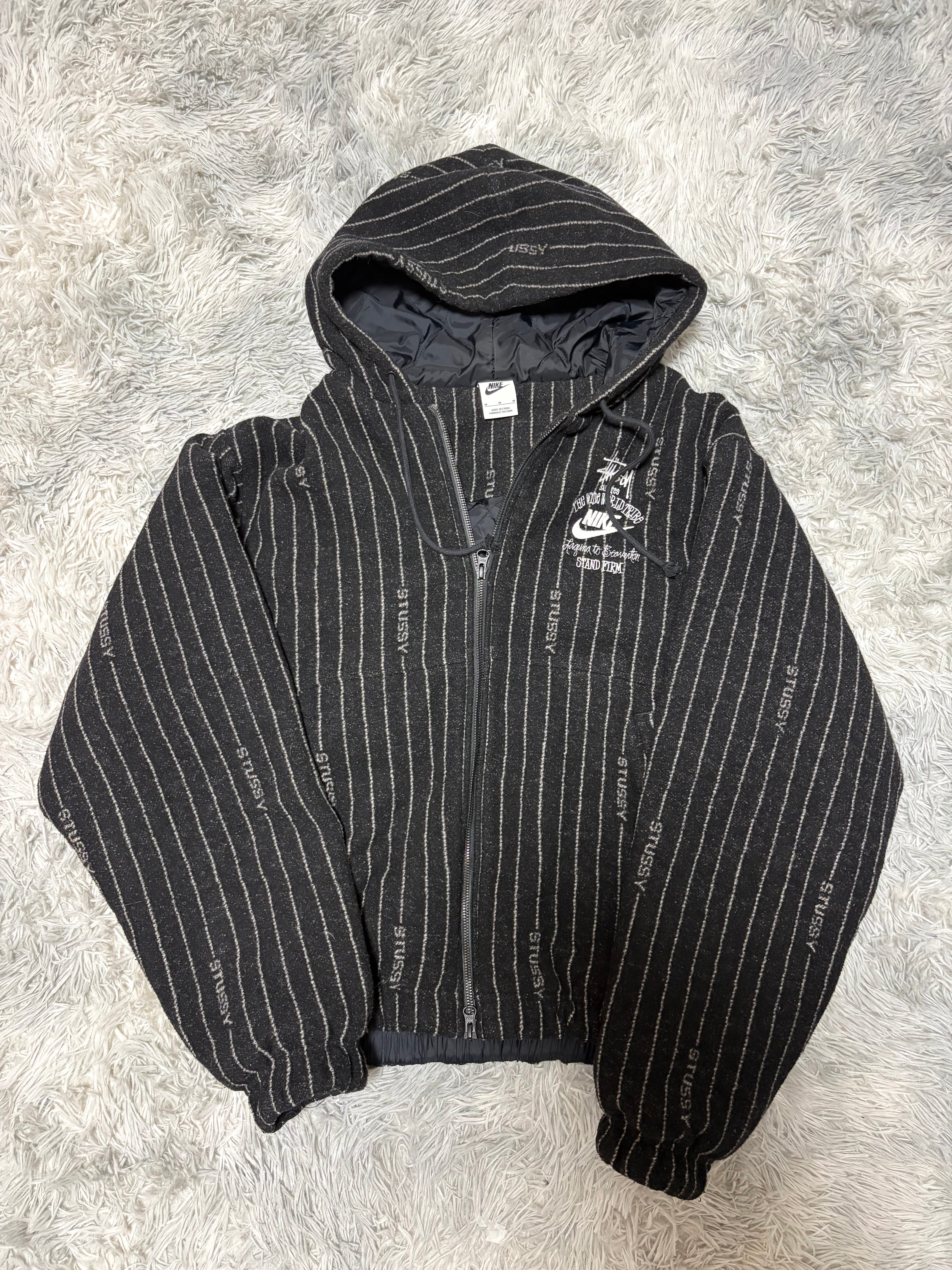 Stussy x Nike Striped Wool Jacket "Black"