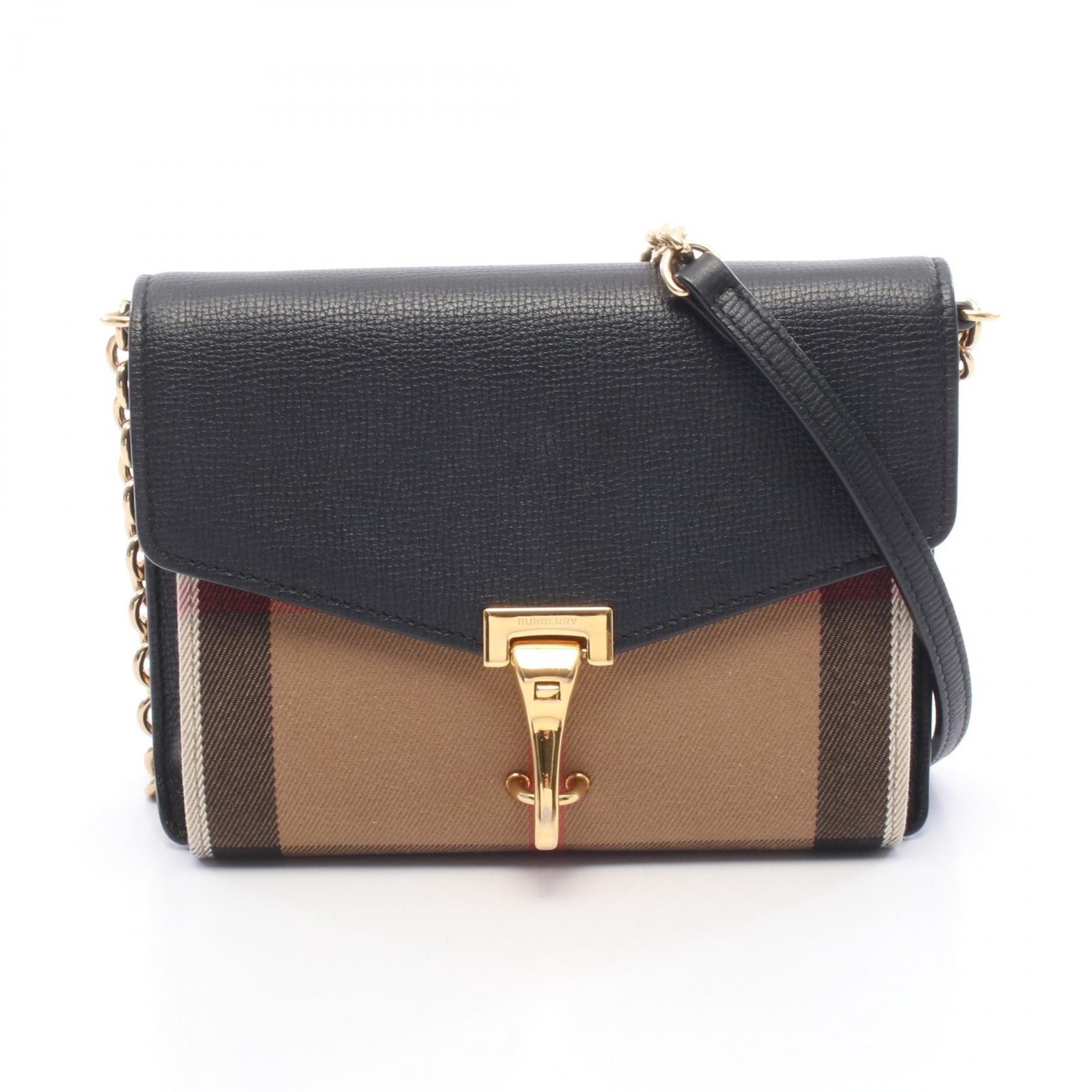バーバリー BURBERRY Macken マッケン ノバチェック ショルダーバッグ バッグ キャンバス レザー レディース ベージュ系 / ブラック系 / マルチカラー 【中古】