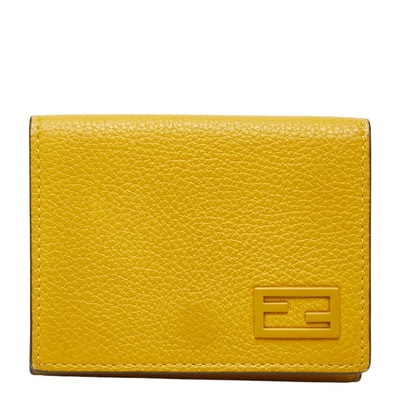 フェンディ コンパクト 三つ折り財布 ウォレット 7M0280 イエロー レザー レディース FENDI 中古