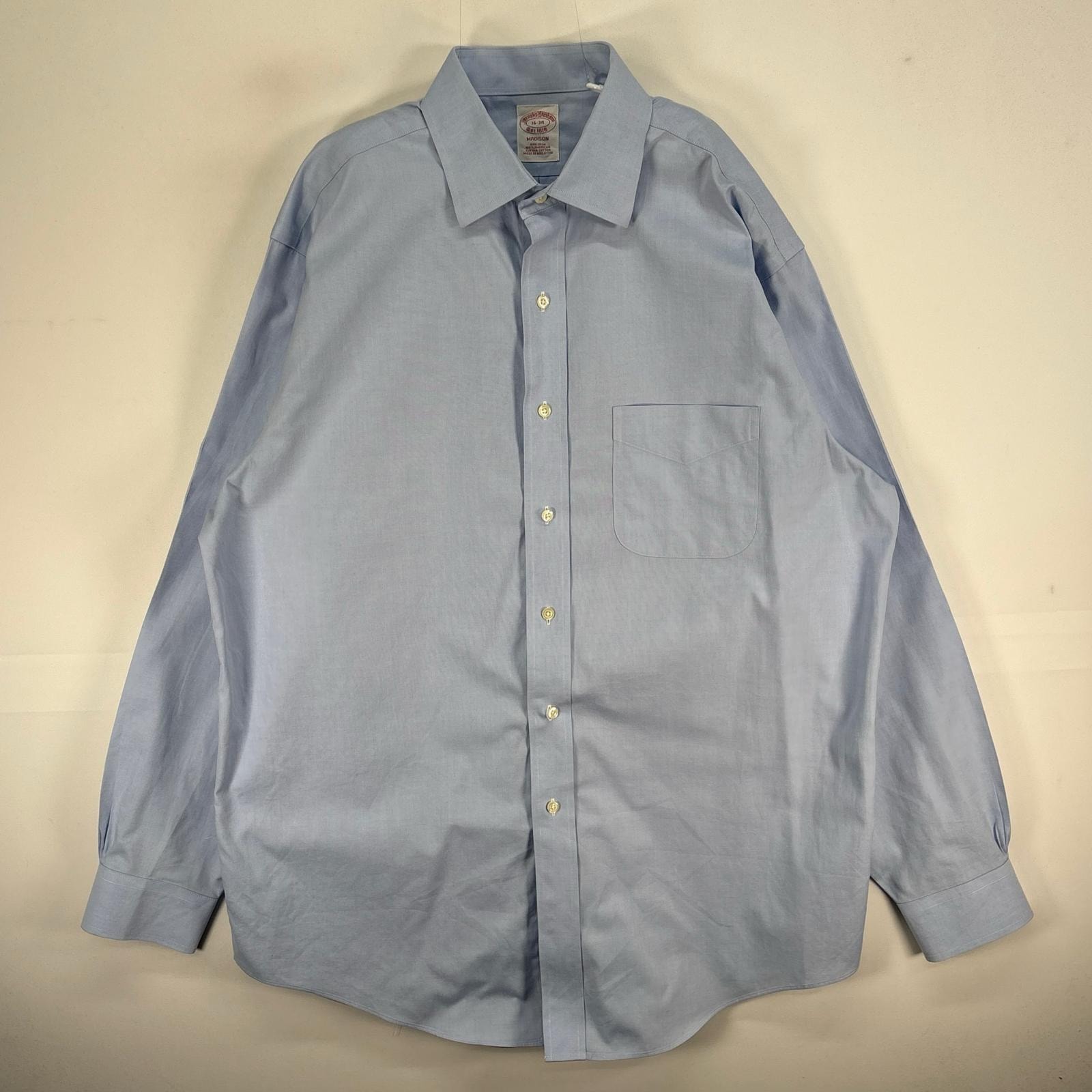 古着 ブルックスブラザーズ Brooks Brothers 長袖シャツ カラーステイ MADISON 胸ポケ L  ブルー系 無地 メンズ