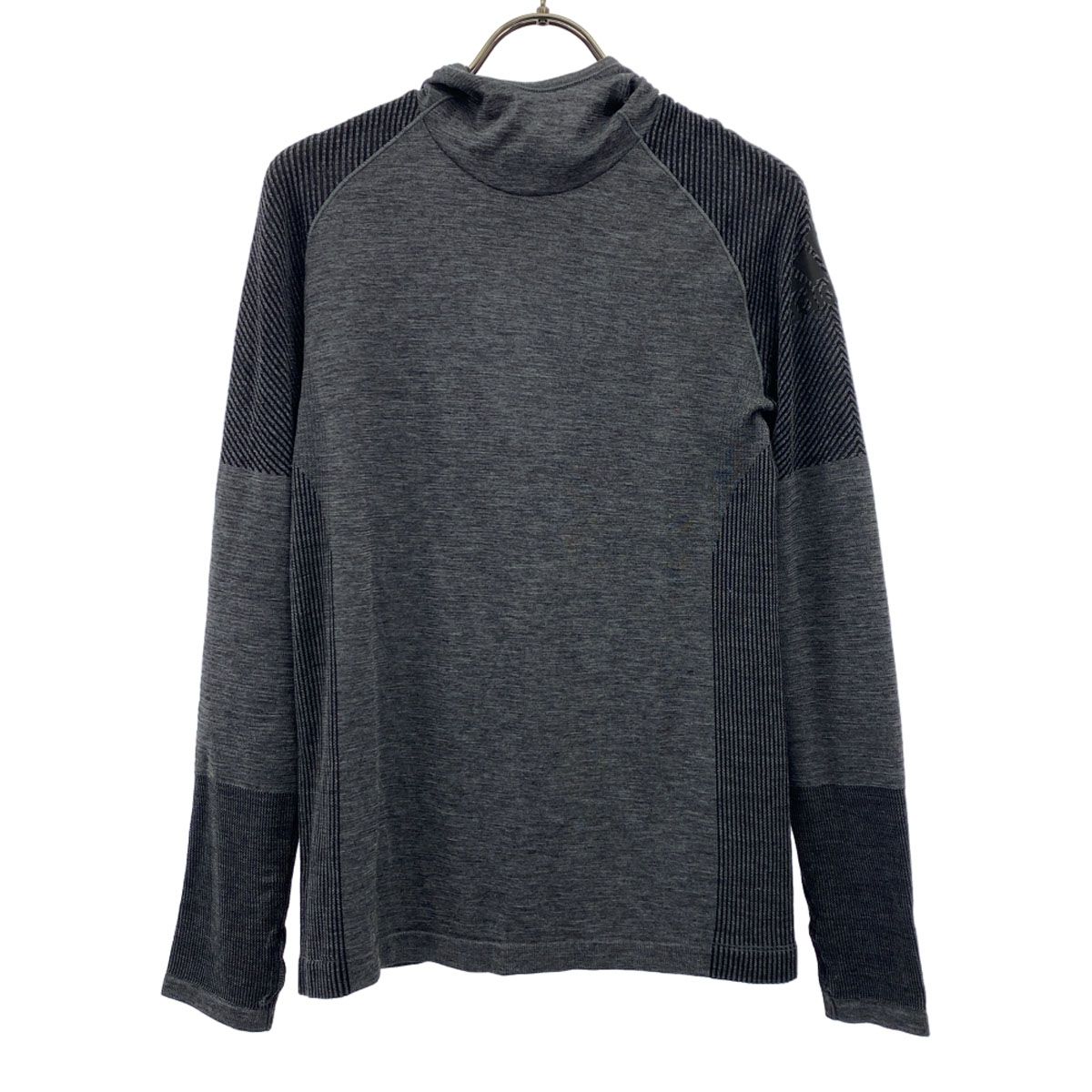 未使用 adidas アディダス ロゴプリント 長袖 フーディー カットソー OT ブラック タグ付き