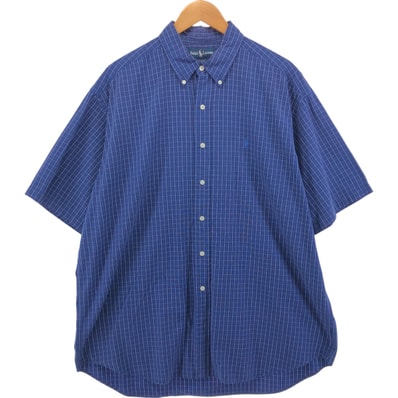 古着 ラルフローレン Ralph Lauren BLAKE 半袖 ボタンダウン チェックシャツ メンズXL相当/eaa555165