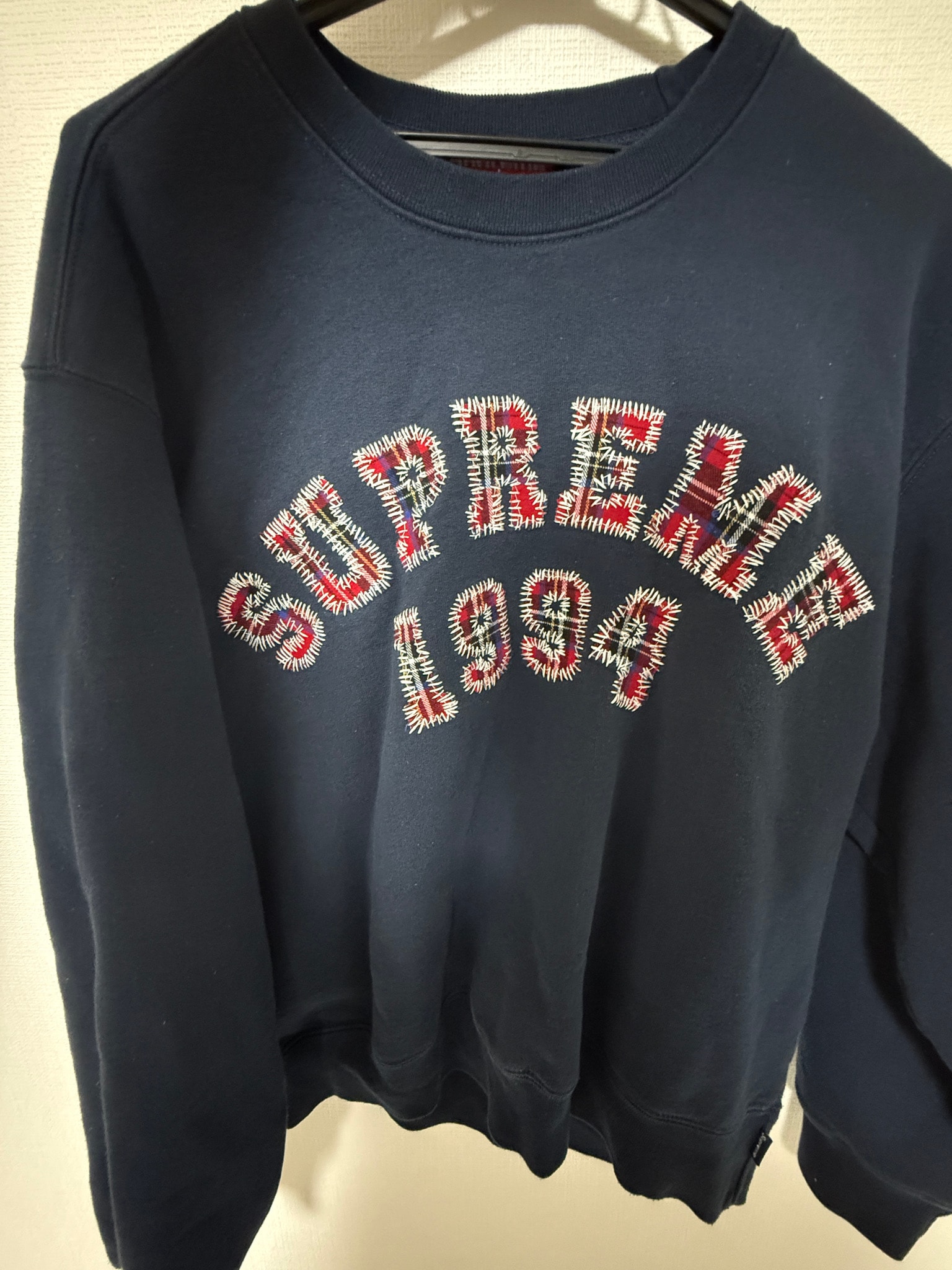 Supreme Plaid Arc Crewneck "Navy"