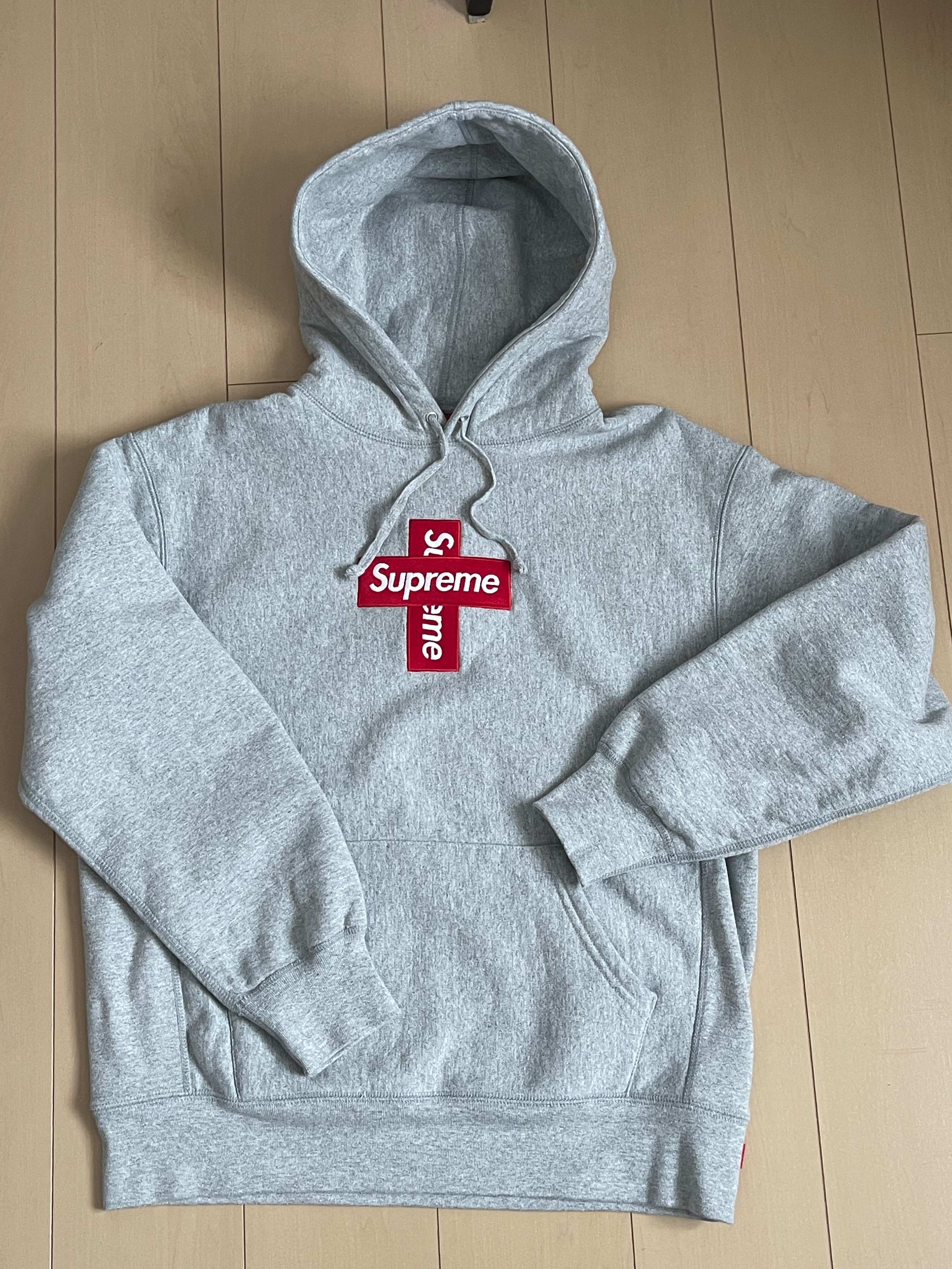 Supreme Cross Box Logo Hooded Sweatshirt "Grey"